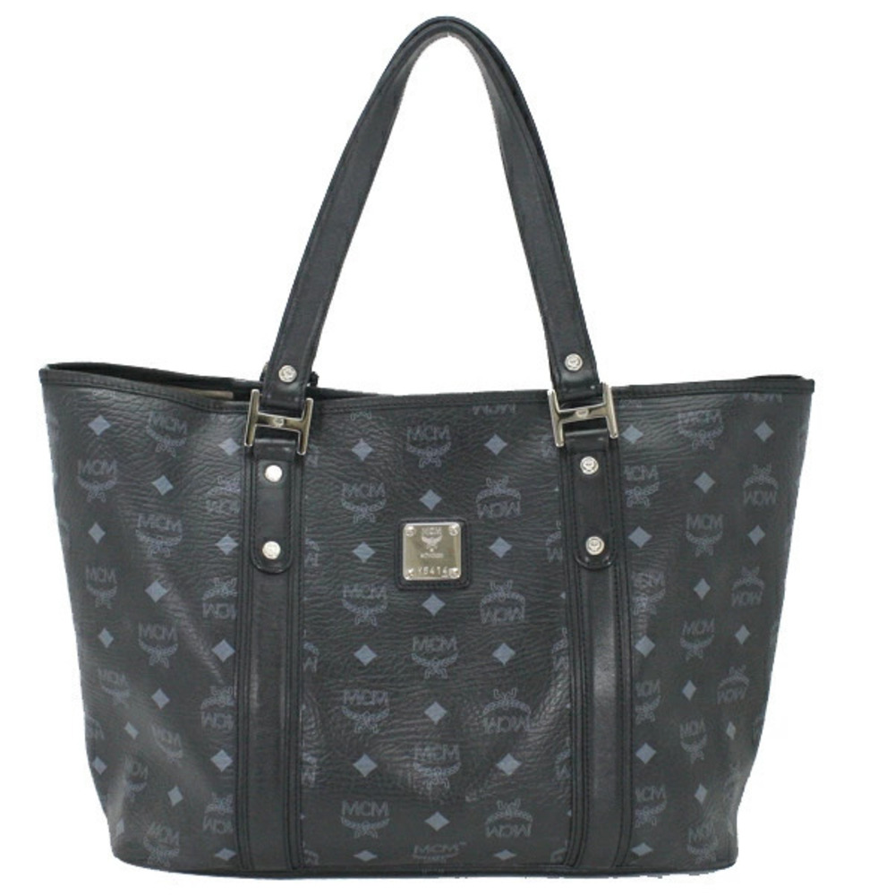 Mcm Bag Leather Black Clutch Tote Black